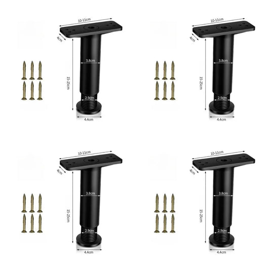 4er Set Metall Möbelstützbeine verstellbar 15 bis 25cm Schwarz Ersatz