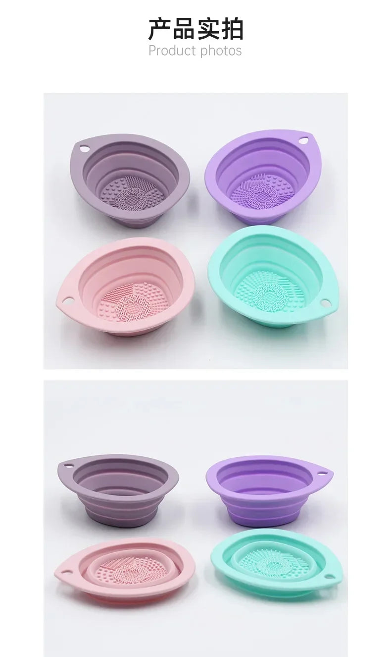 Faltbarer Silikon-Reiniger für Make-up-Pinsel und Puderquasten