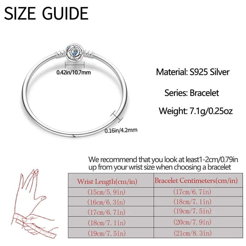 Armband Silber 925 mit Stern Mond Sonne und Grünem Zirkon Charm