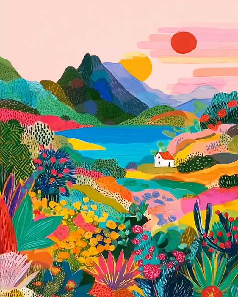 Malen nach Zahlen Leinwand Landschaft DIY Acrylfarbe Kunstwerk Set