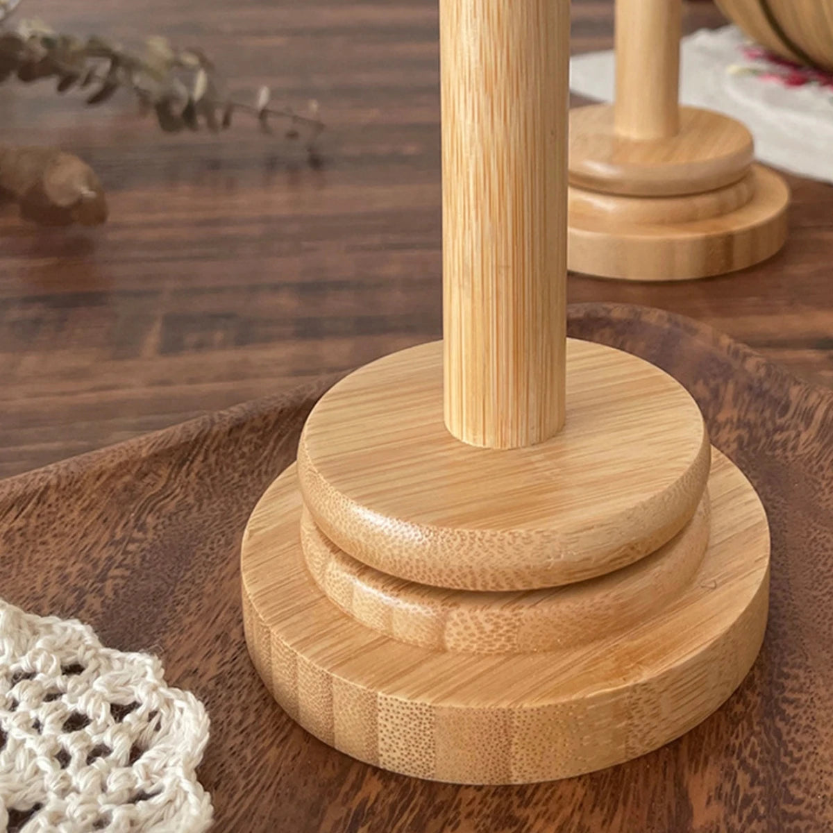 Bambus und Holz Garnhalter mit drehbarem Spulenlager für Zuhause