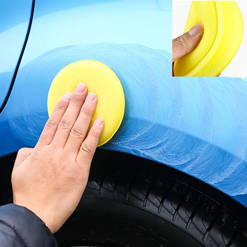 Sanfte - Effiziente Autopflege: 10er Set Runde Wachs-Schaumpads Gelb/Schwarz/Blau