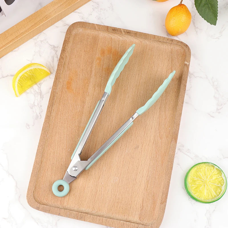 Hochwertige Edelstahl-Grillzange mit Silikongriffen für vielseitige Küche