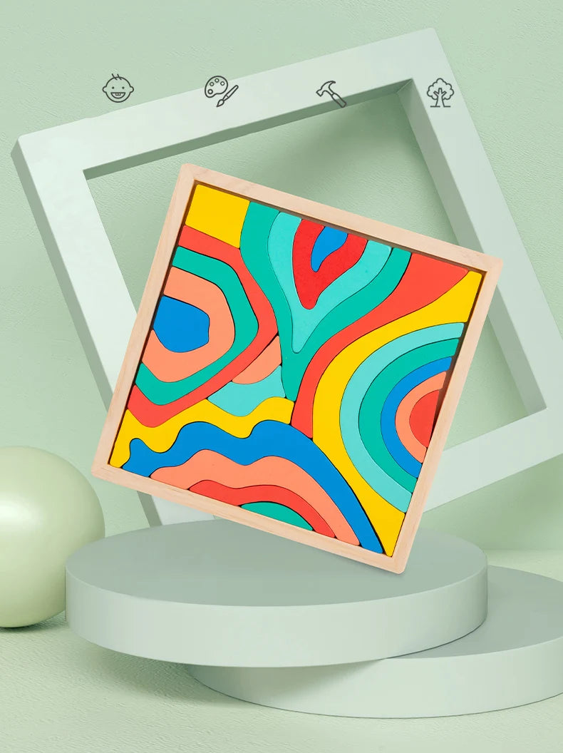 Kinder Holzblöcke Set - Regenbogen Farben - Fördert Kreativität und Motorik