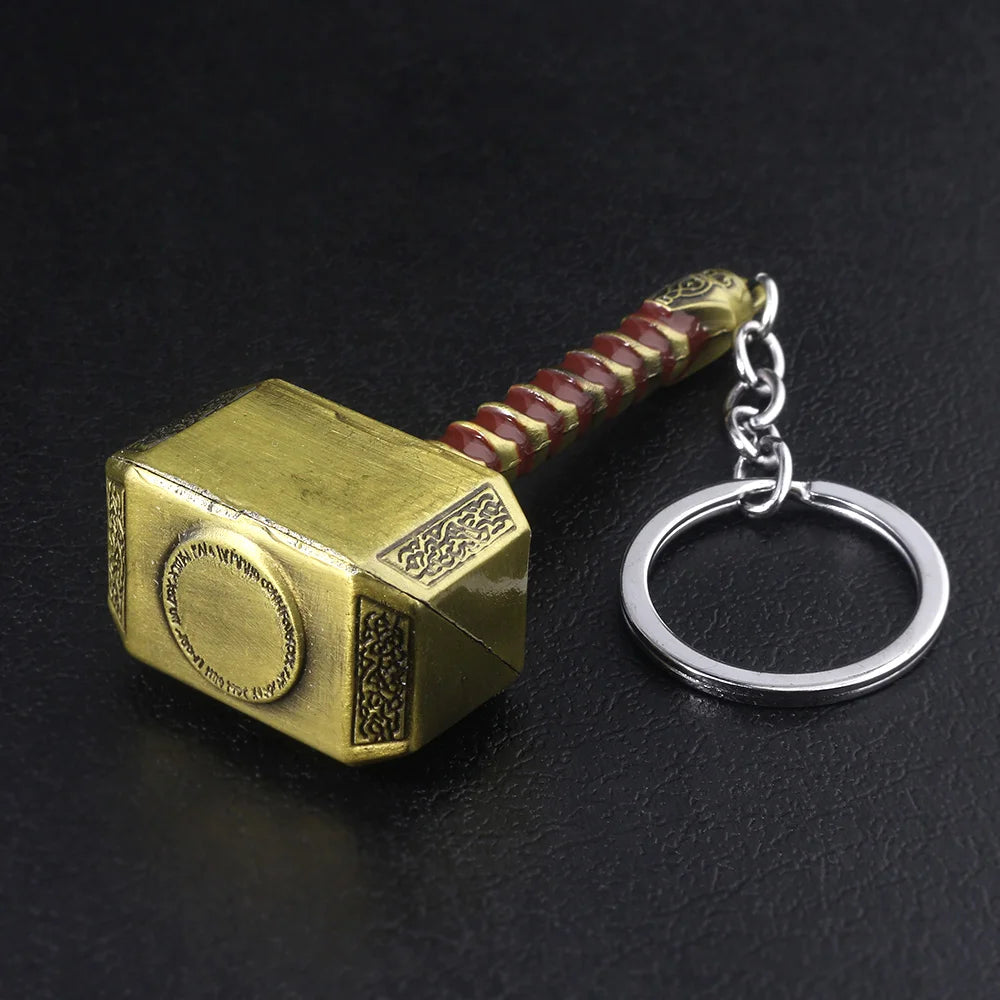 Robuster Thor Hammer Schlüsselanhänger aus silberner Zink-Legierung – stylisches Fan-Accessoire
