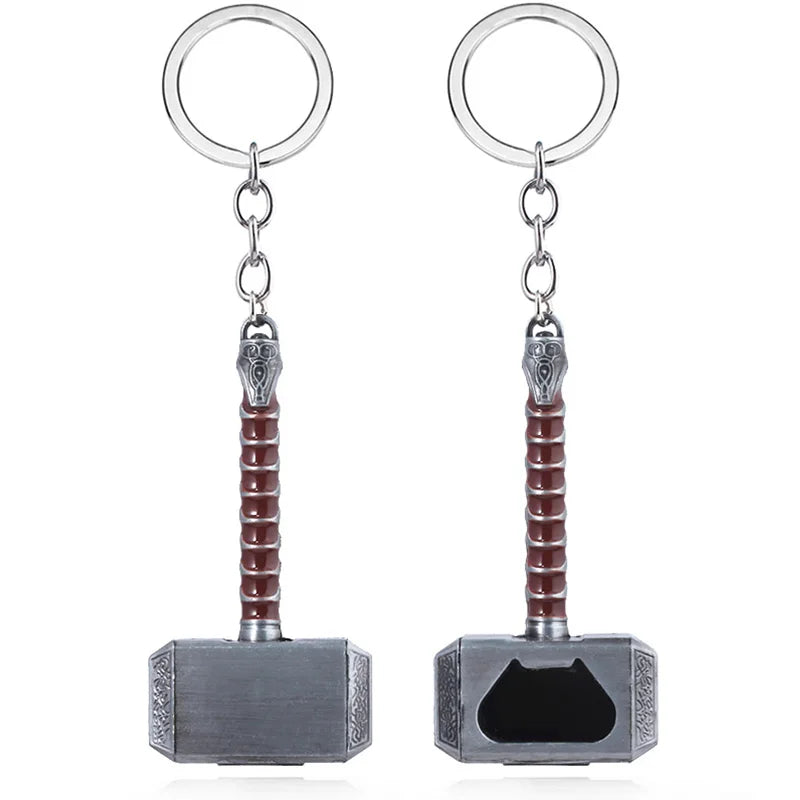 Robuster Thor Hammer Schlüsselanhänger aus silberner Zink-Legierung – stylisches Fan-Accessoire