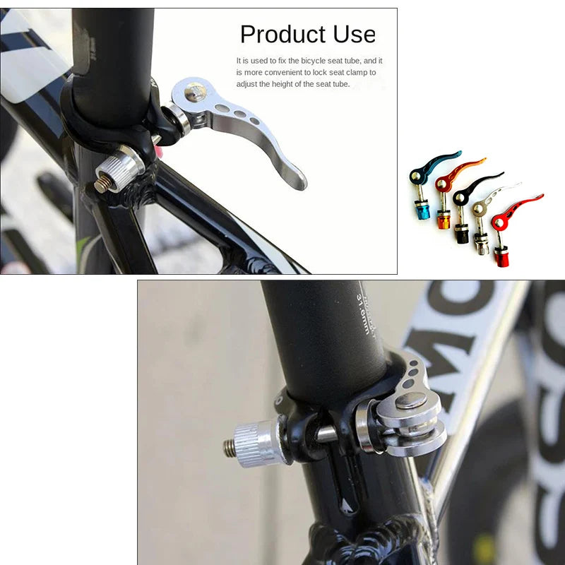 Leichte Aluminium Sattelstützenklemme M6 x 65 mm mit Schnellverschluss, bunt