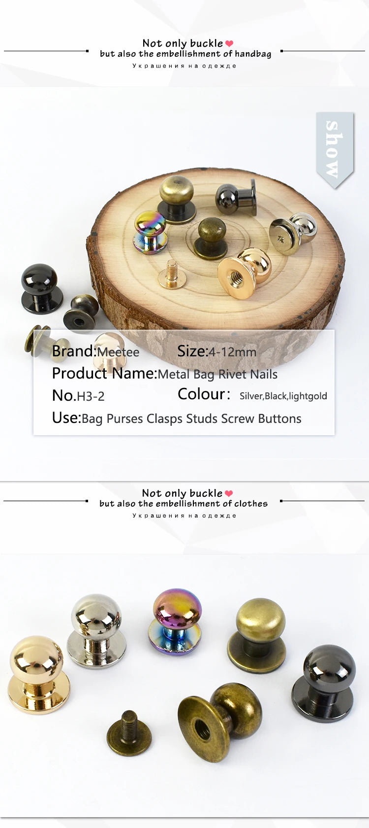 20er Set Metallnieten 4-12 mm, Gürtelverschlüsse für DIY-Lederzubehör-Yabubest - Home & More