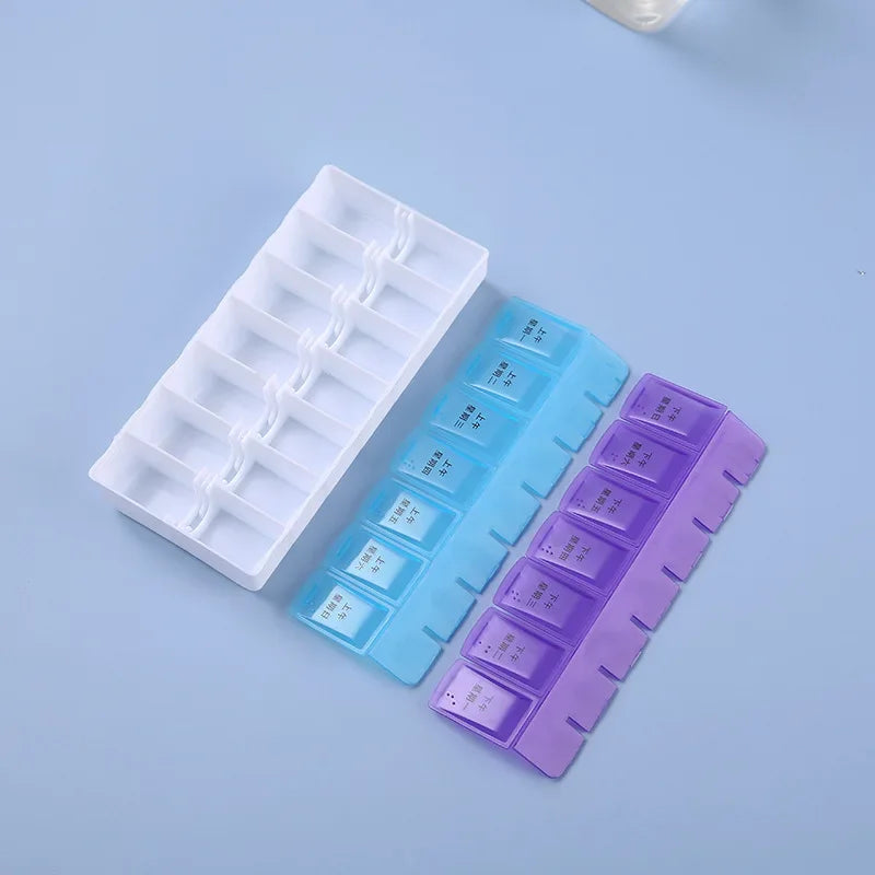 Wöchentlicher tragbarer Reise-Pillen-Organizer mit 14 Fächern für Tabletten