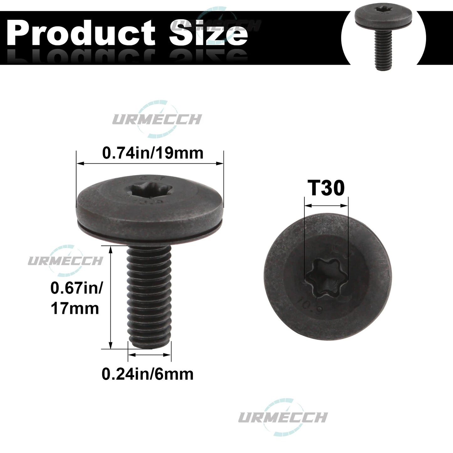 T30 Torx Schrauben M6x18 Scheinwerfer Befestigung Schwarz 5-10 Stück