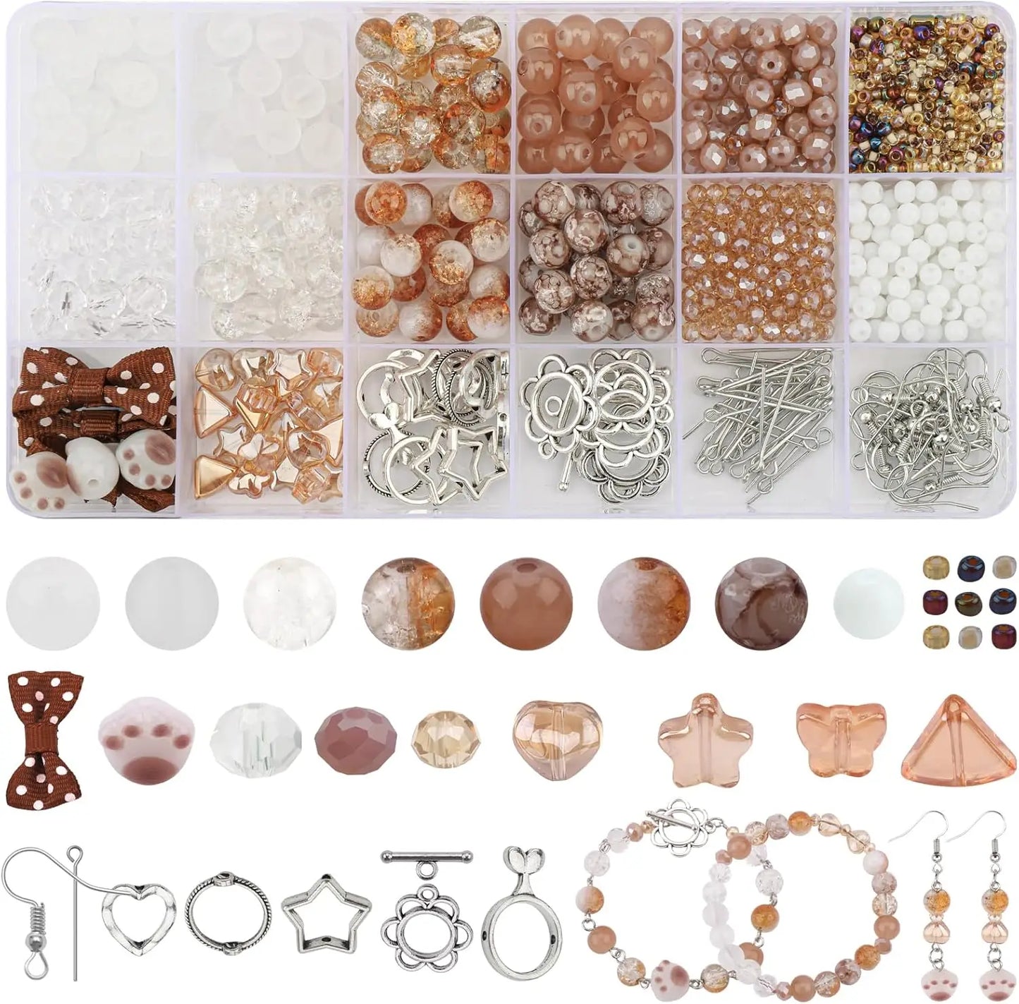 Grünes Glasperlen Set für Armband Halskette Ohrringe DIY Schmuckherstellung