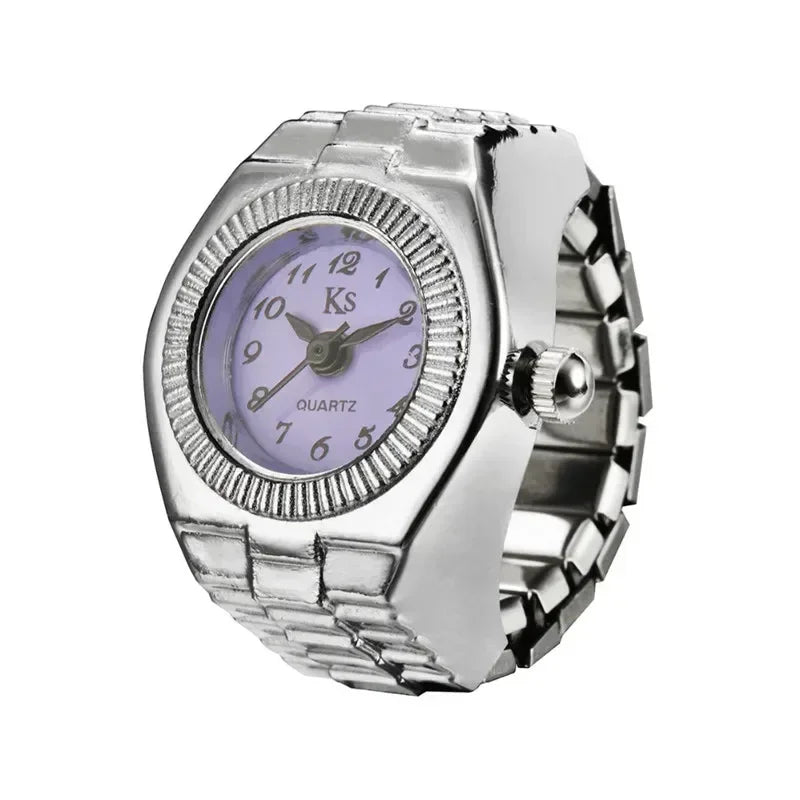Mini Fingeruhr mit elastischem Band – Vintage Design für Damen - Herren