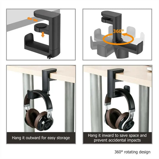 Verstellbarer 360° Headset Halter für Schreibtisch bis 40mm Dicke