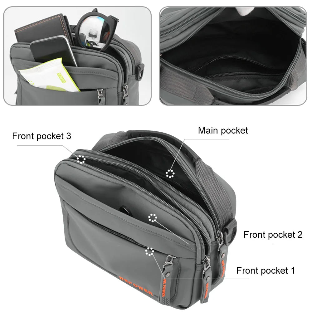 Wasserdichte Herren Messenger-Umhängetasche, leicht, robust - vielseitig 20x15x8cm