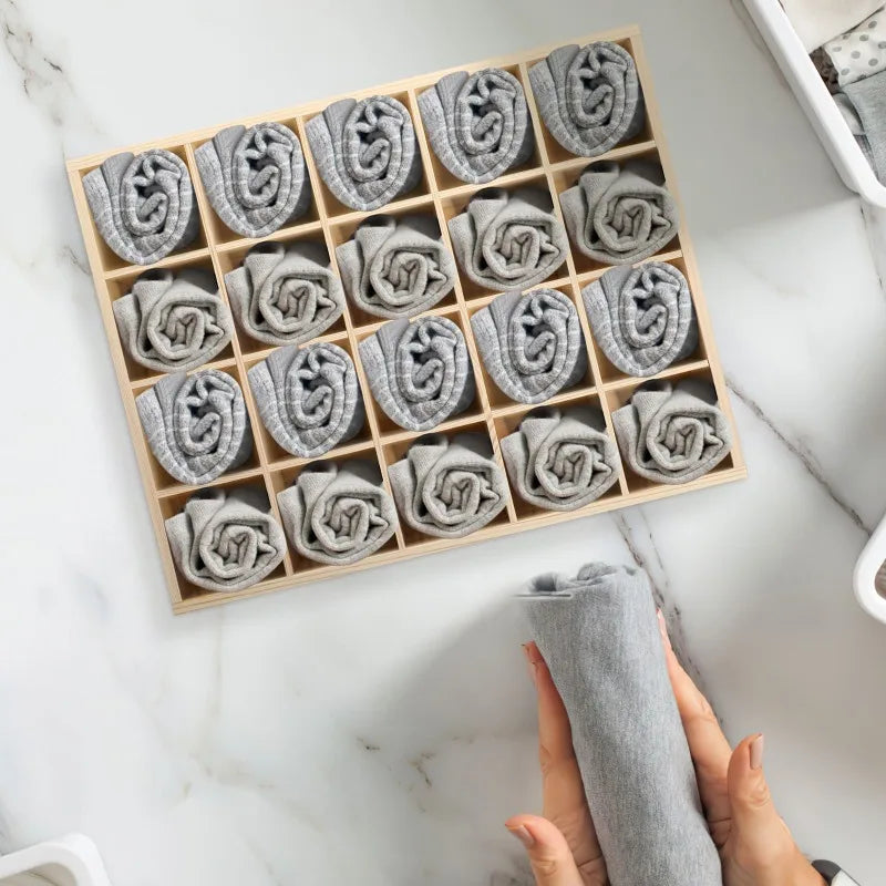 20-teiliger Schubladen-Organizer aus Holz für Kleidung und Wäsche