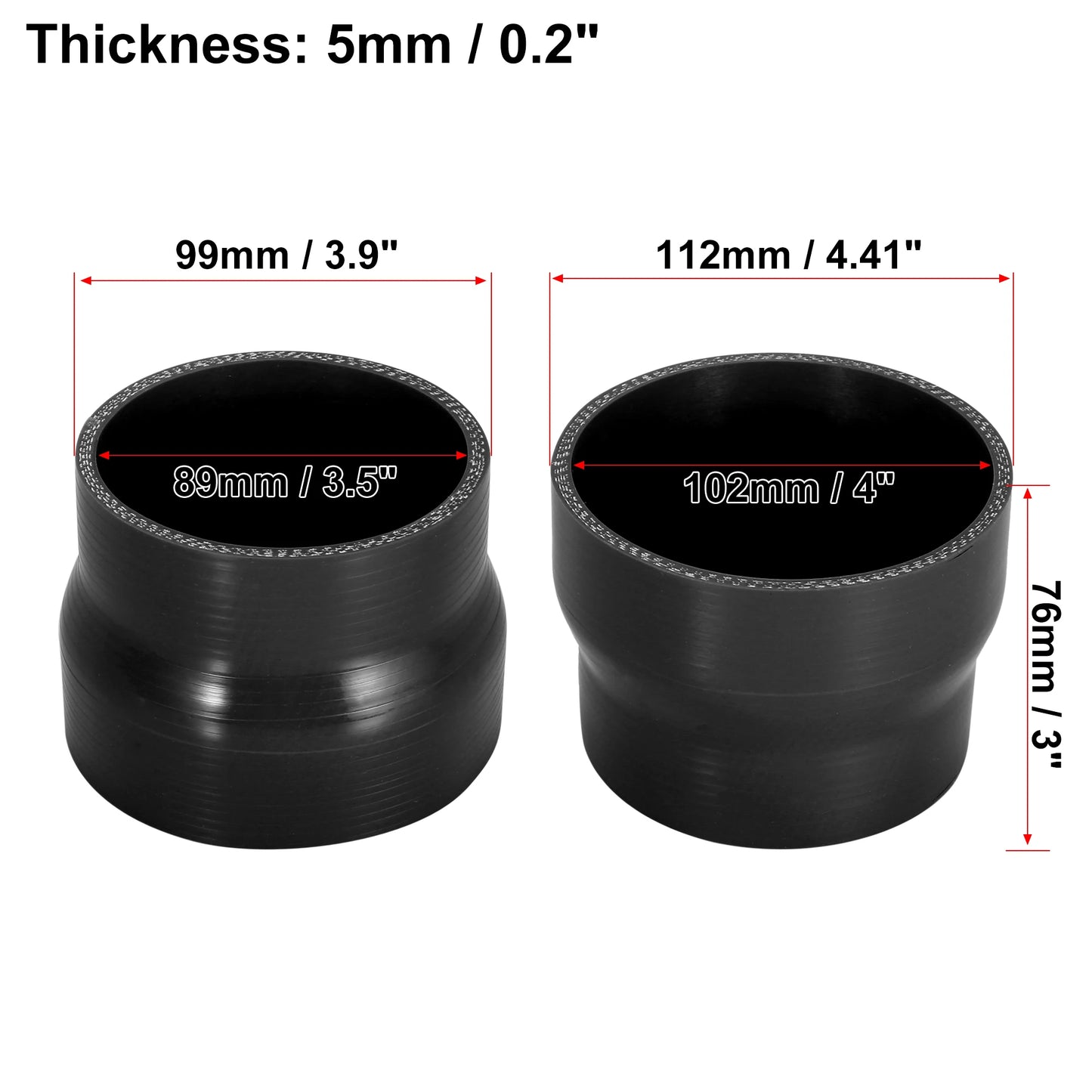Silikon Reduzierschlauch gerader Ladeluftkühler Schlauch 76 mm Länge