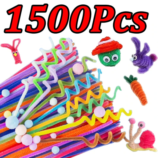 100-1500 bunte Plüsch-Drahtstangen für DIY Basteln und Dekoration
