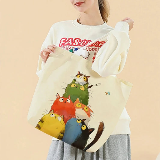 Modische wiederverwendbare Einkaufstasche mit Katzenmotiv