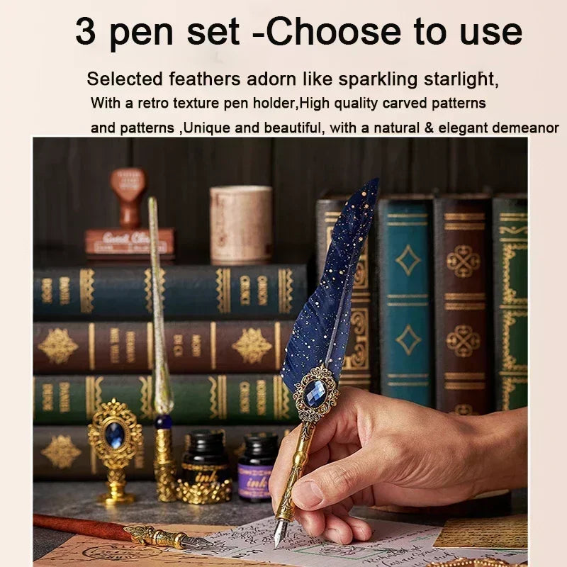 Klassisches Feder Füllfederhalter Set mit Tinte in Geschenkbox