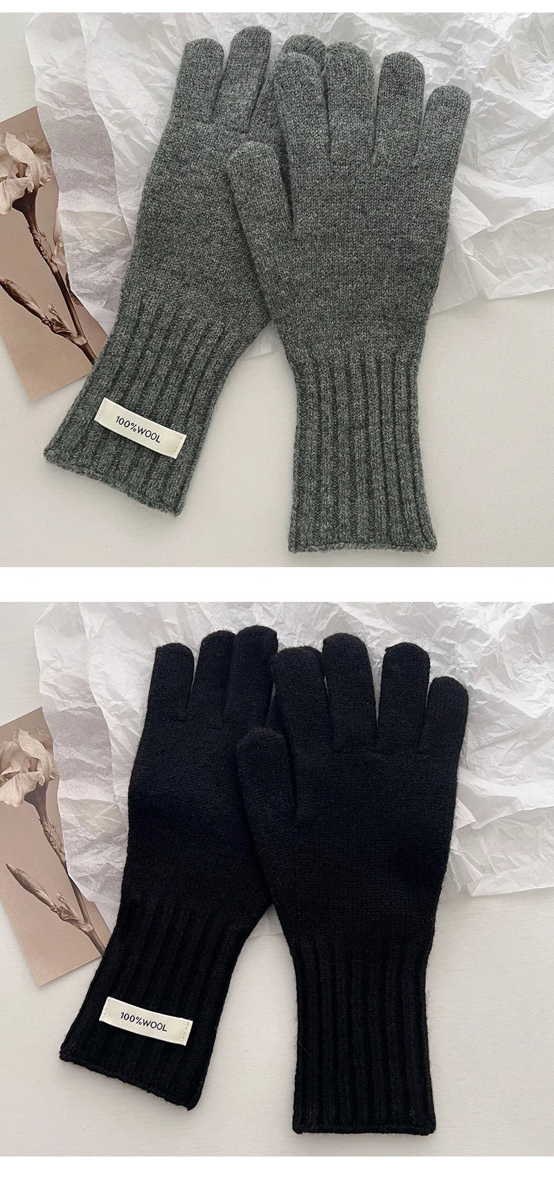 Warme Damen Handschuhe aus 100 Prozent Wolle mit Touchscreen Funktion-Yabubestshop