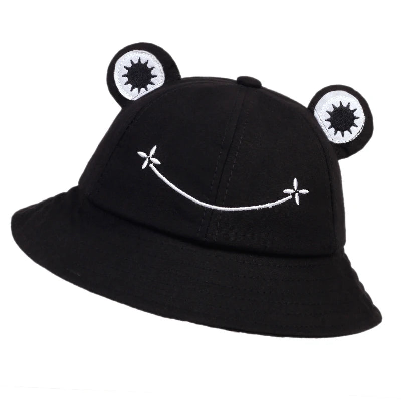 Leichter Baumwoll-Eimerhut mit Frosch-Design – Stylischer Sonnenschutz für Damen