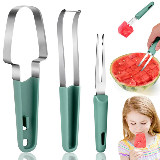 3-in-1 Wassermelonen-Gabelschneider aus langlebigem Edelstahl 2024