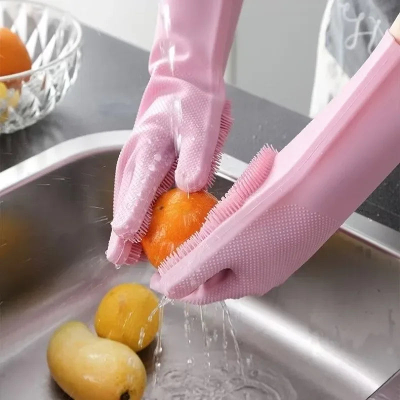 1–3 Paar Silikon Reinigungshandschuhe Multifunktionale Waschhandschuhe
