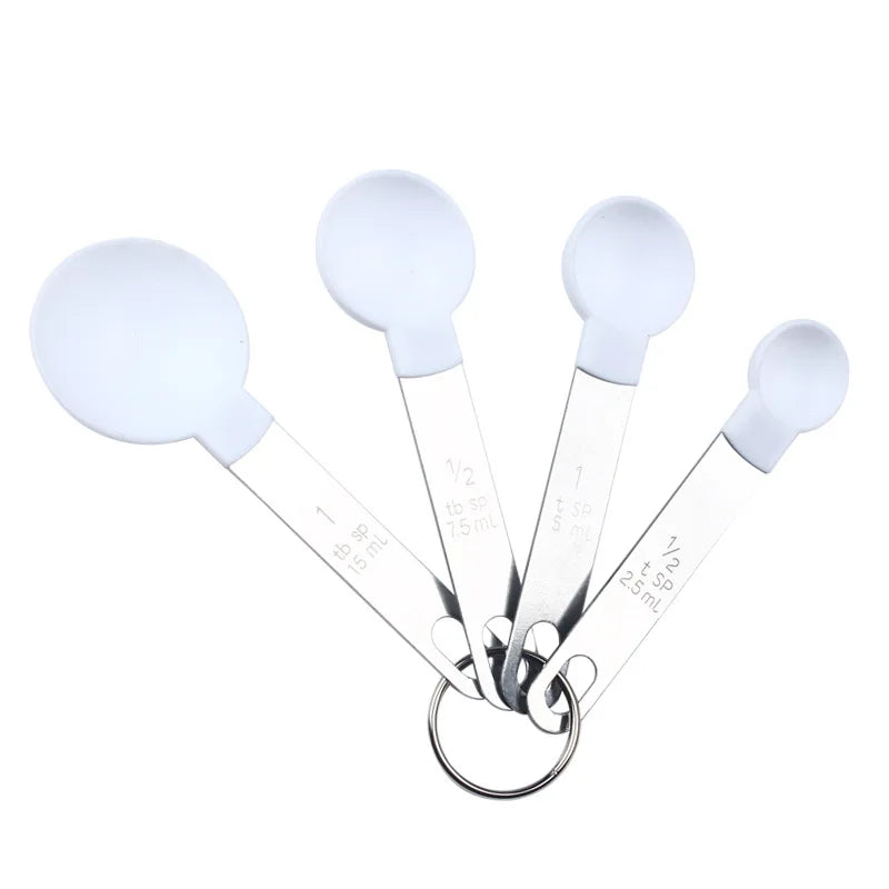 4 Teiliges Messbecher und Messlöffel Set mit Edelstahlgriff