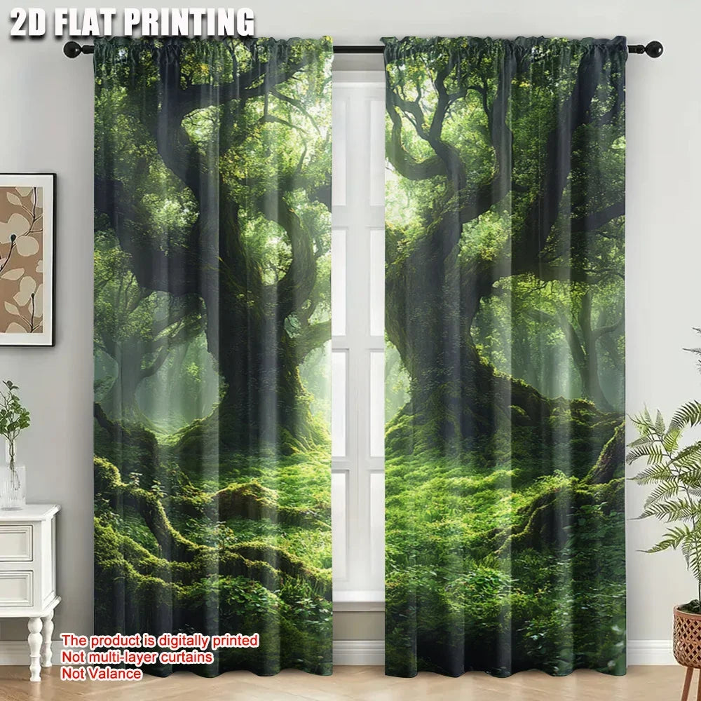 2-teilige Vorhänge aus digital bedrucktem Polyesterstoff für Schlafzimmer