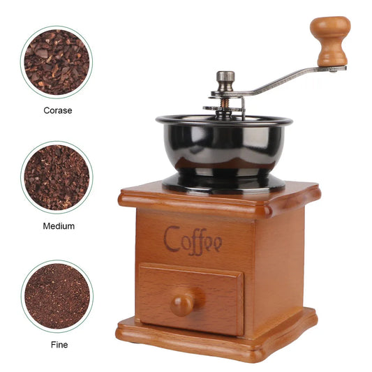 Holz Mini Retro Stil manuelle Kaffeemühle mit Edelstahlgriff und Keramikmahlwerk