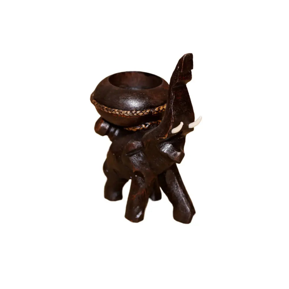 Holz Elefant Halter fuer Kerzen und Teelichter Wohnkultur Indoor
