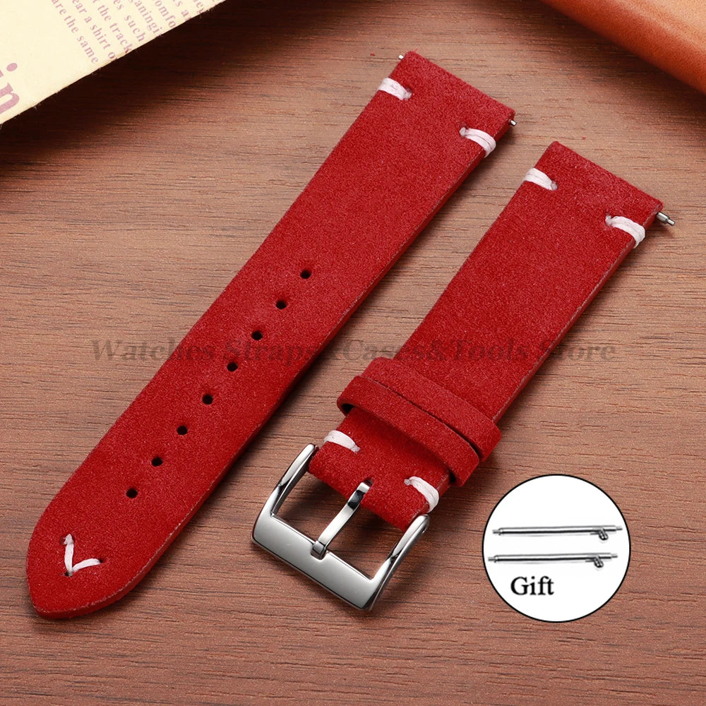 Wildleder Vintage Uhrenarmband in Blau mit Schnellverschluss