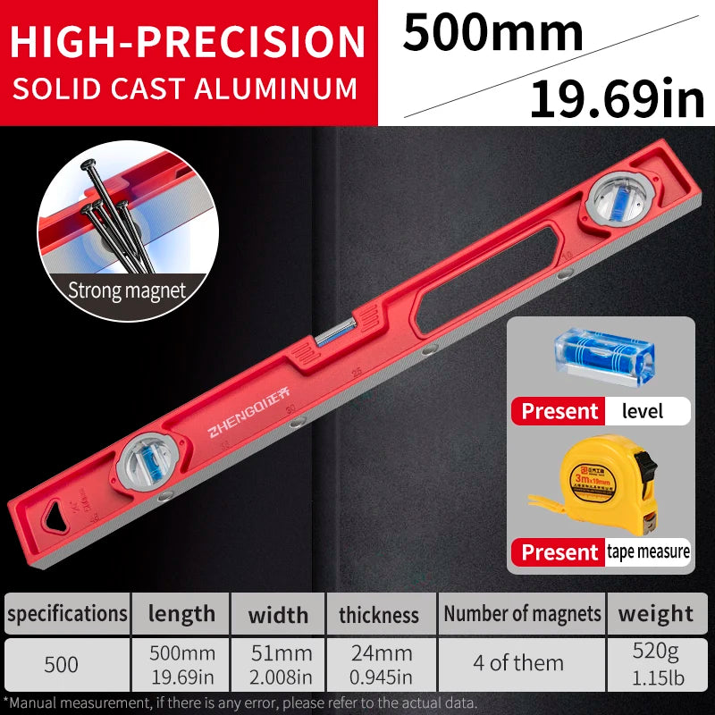 Hochpräzise Wasserwaage Aluminiumguss stoßfest magnetisch