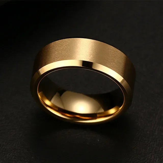 Schwarzer Edelstahl Ring 8mm Band für Hochzeit Verlobung Unisex