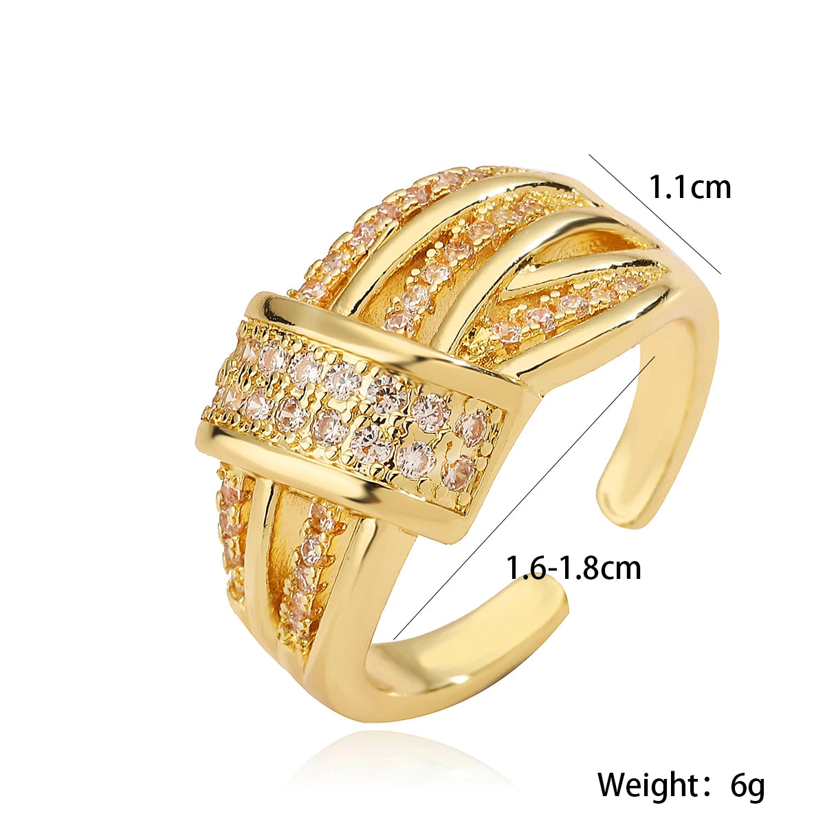 Eleganter Kupfer Ring mit AAA Zirkonia und Geometrischem Design für Frauen