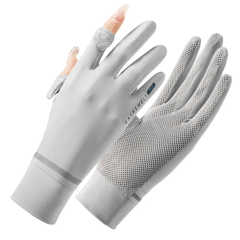 Sommerliche Eis-Seide Handschuhe mit Sonnenschutz – dünn, kühl - touchscreenfähig