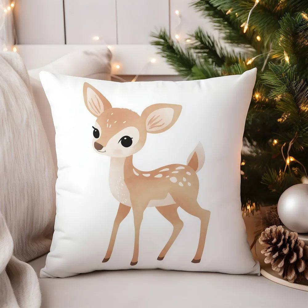 Gemütlicher Kissenbezug mit niedlichem Rehkitzmuster für Zuhause