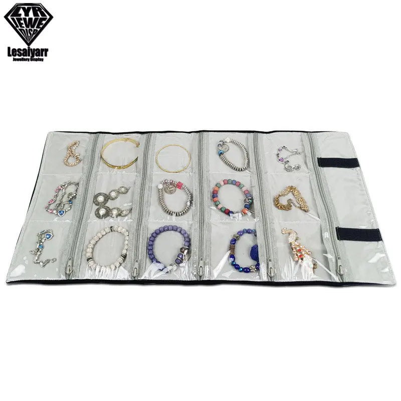 Faltbarer Schmuck Organizer aus Samt mit Reißverschluss für Reisen