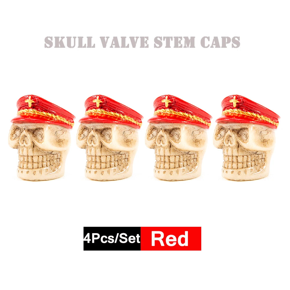 4er Set Totenkopf Ventilkappen Universal Staubdichte Reifenventilkappen