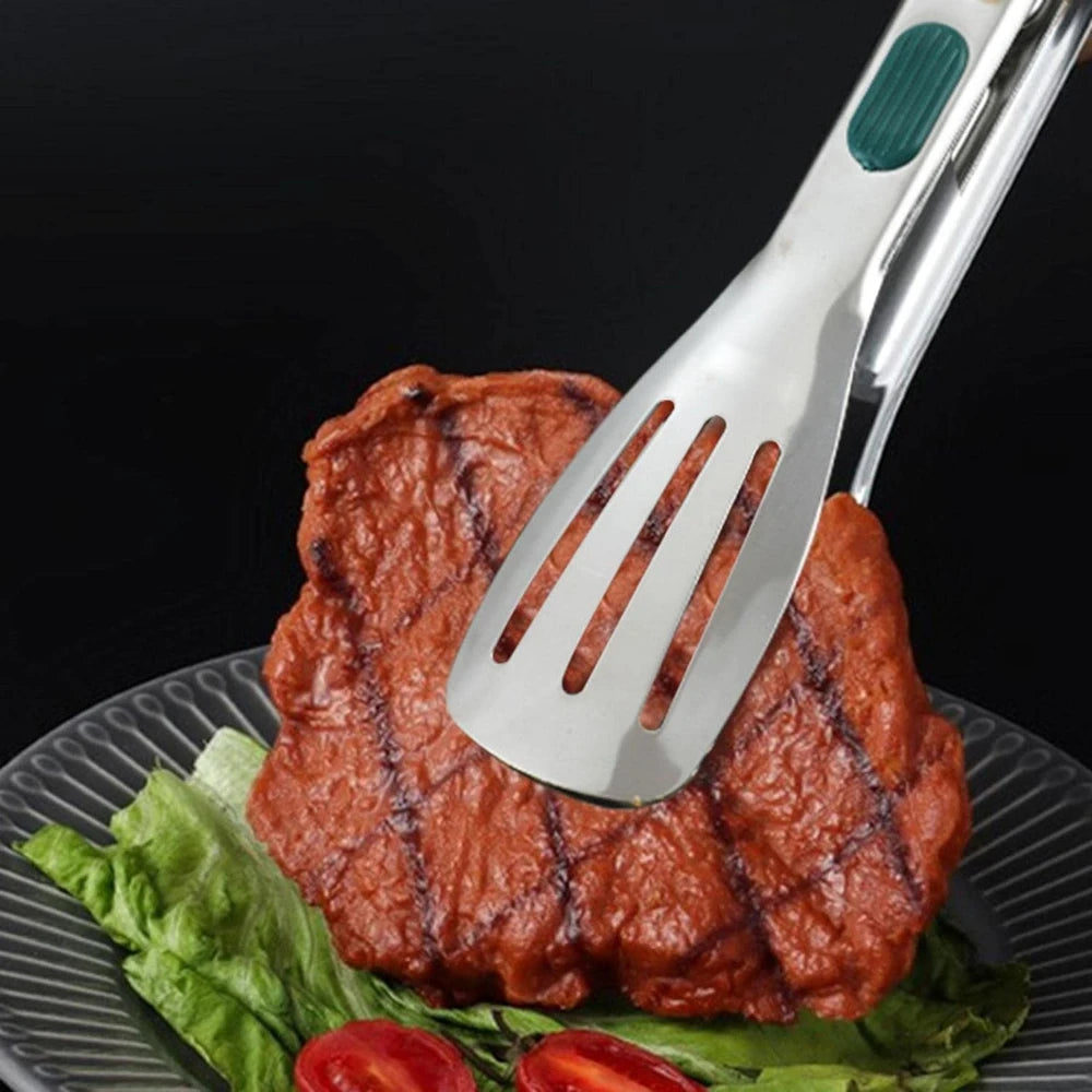 Rutschfeste Edelstahl-Lebensmittelzange 3er-Set für Grill, Küche - Buffet