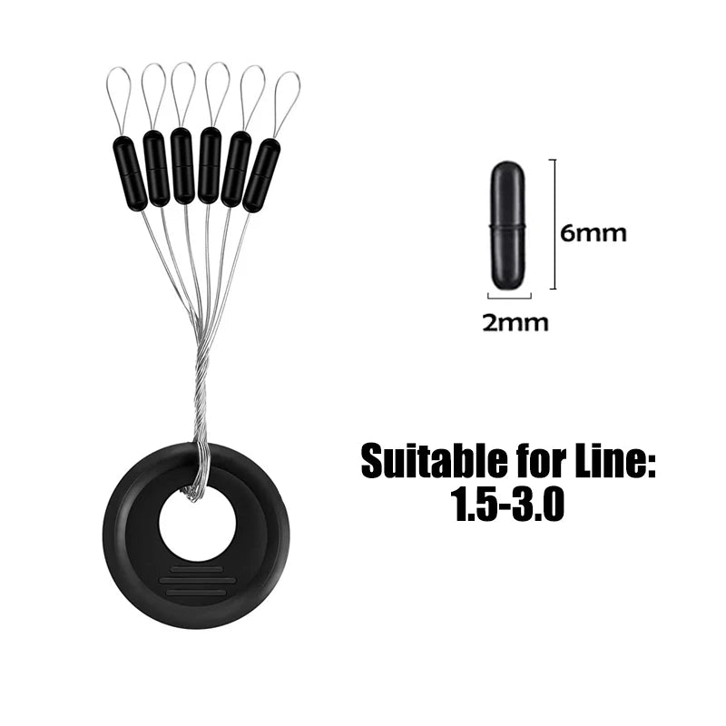 60er Set Schwarze Gummi Space Beans – Elastische Stopper für präzises Angeln