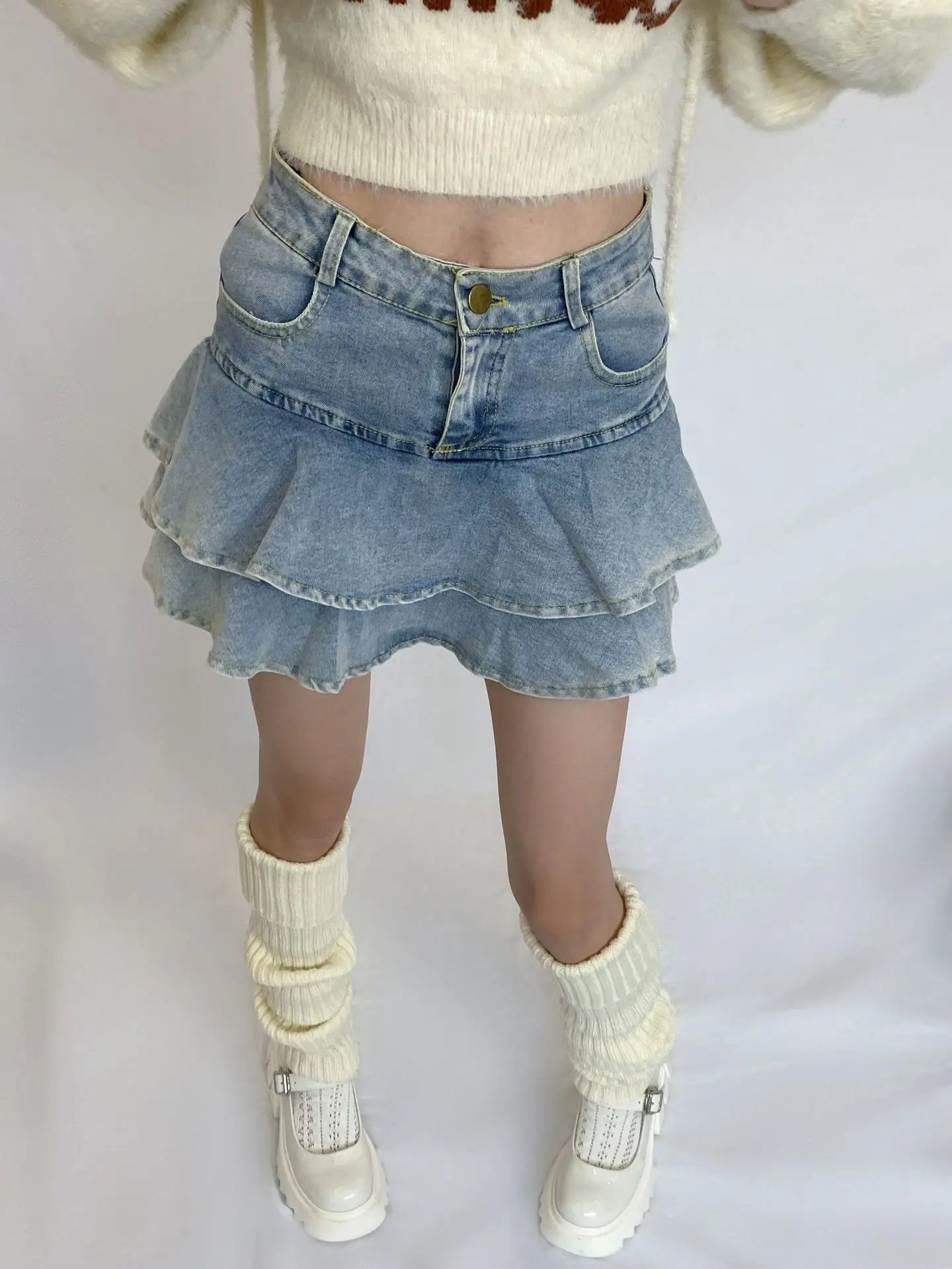 Warme gestrickte Beinwärmer und lange Beinsocken für Damen