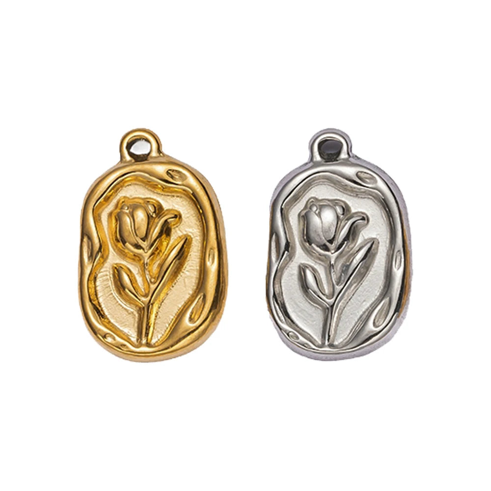 Goldfarbene Edelstahl Charms Rose Herz Meerjungfrau Design