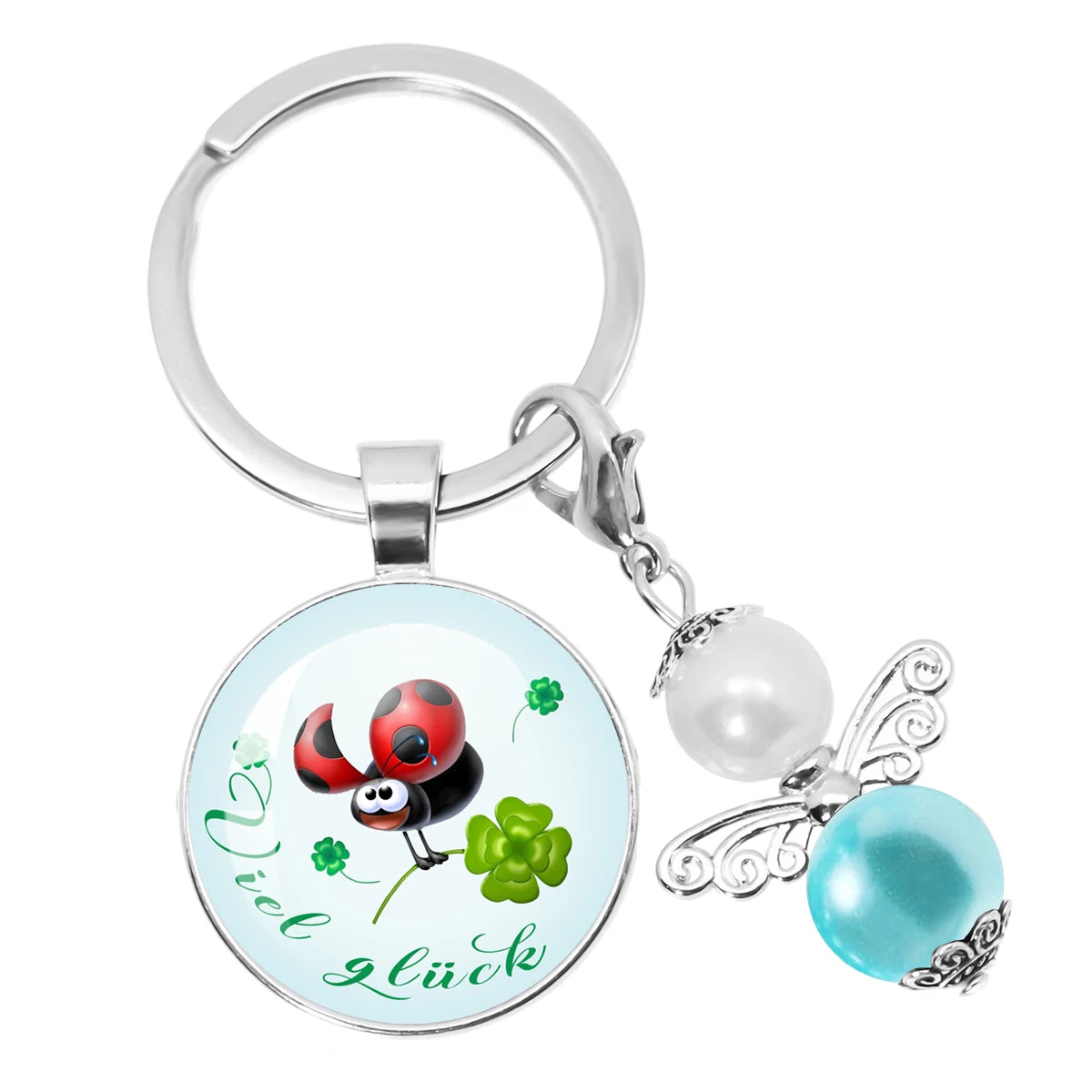Glücksbringer Schlüsselanhänger mit vierblättrigem Kleeblatt Design