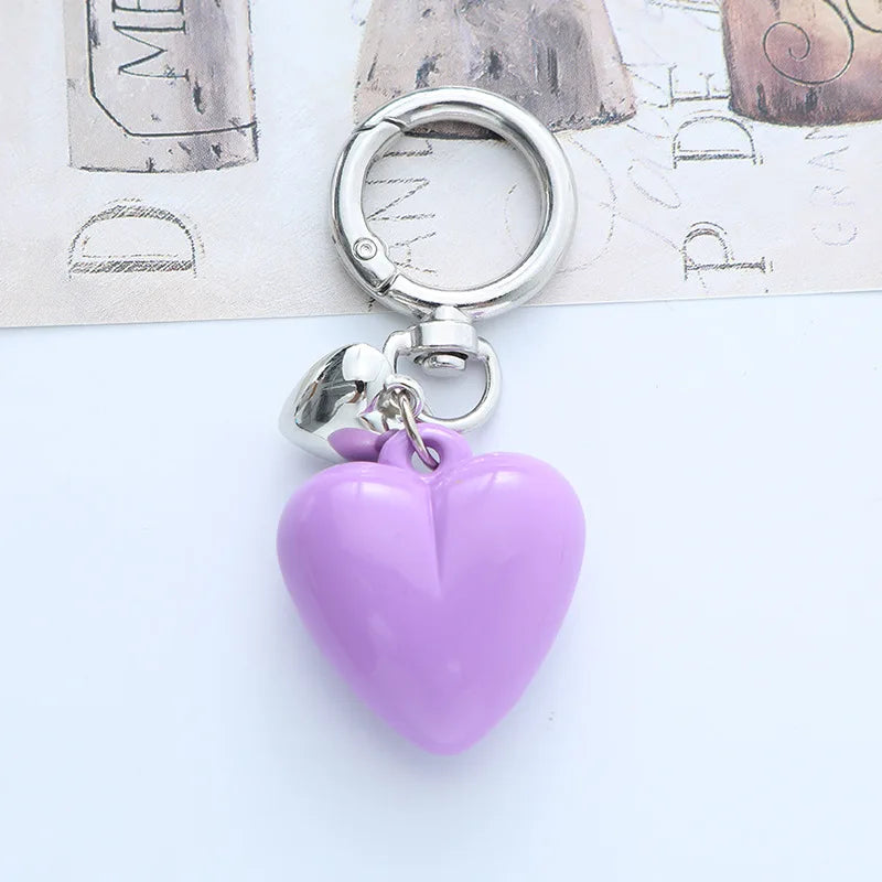 Großer glatter Herz Schlüsselanhänger in Candy Farben für Frauen Tasche