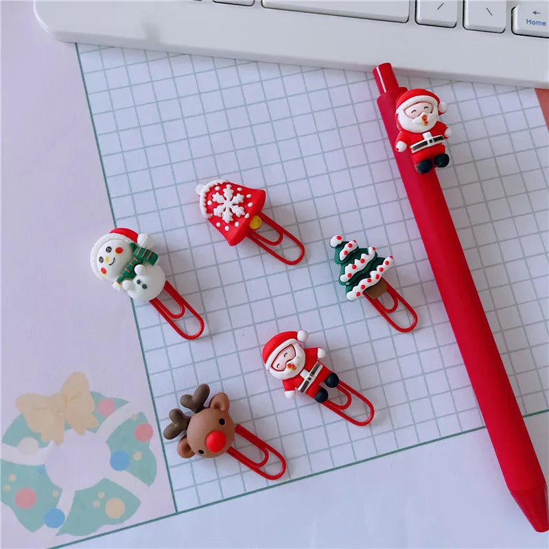 5 Stück Weihnachtliche Büroklammern Set Harz Design Deko Geschenk