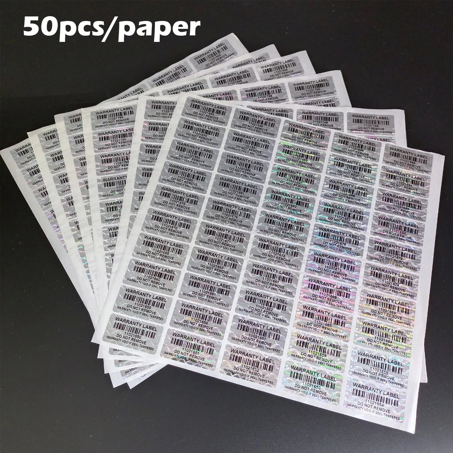 Manipulationssichere holografische Aufkleber mit Barcode 3x15 cm