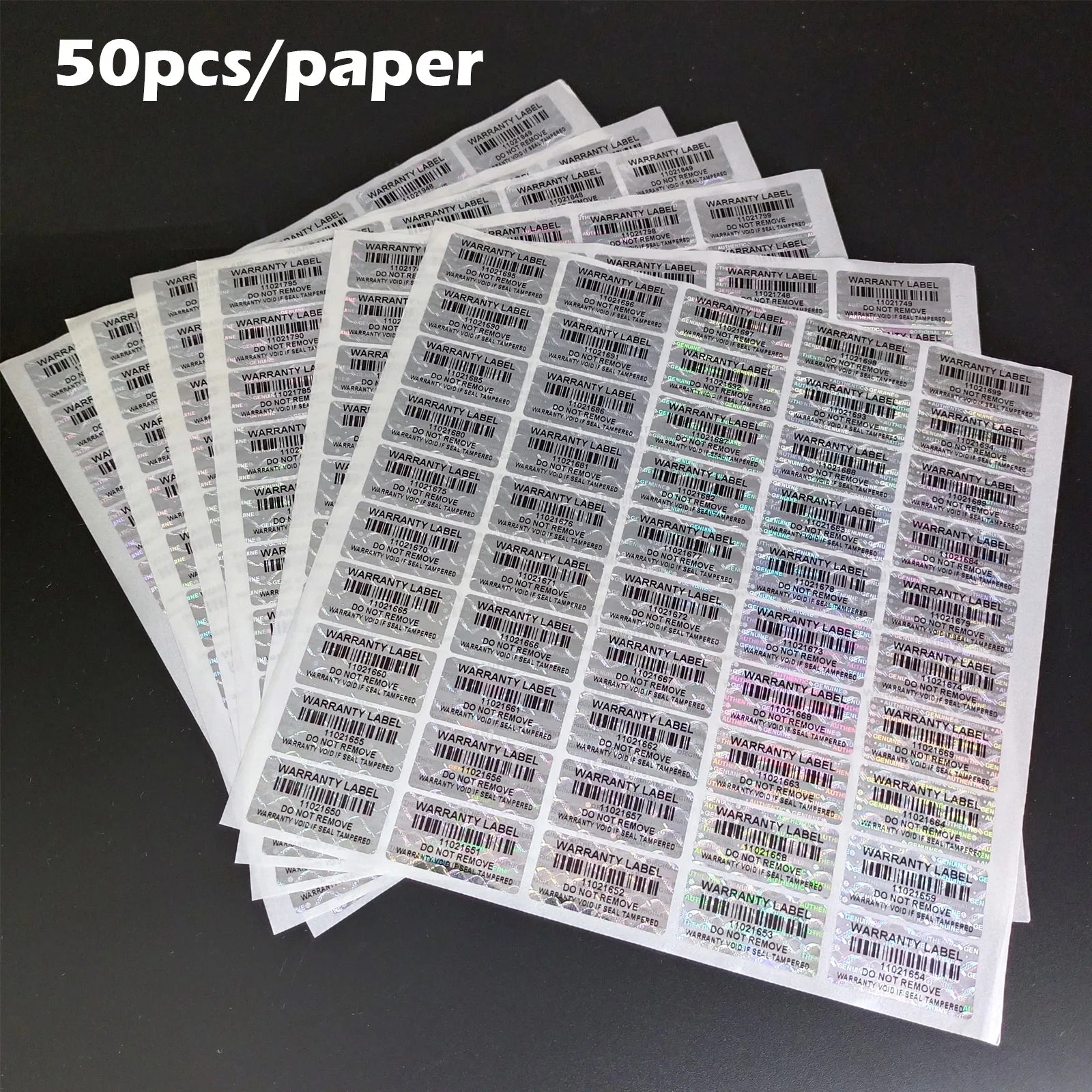 Manipulationssichere holografische Aufkleber mit Barcode 3x15 cm