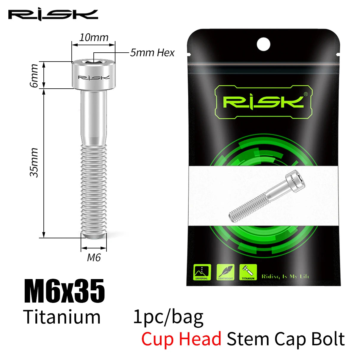 Fahrrad Titan Bolzen Schrauben M6x30-50 für Headset Vorbau Bremssattel