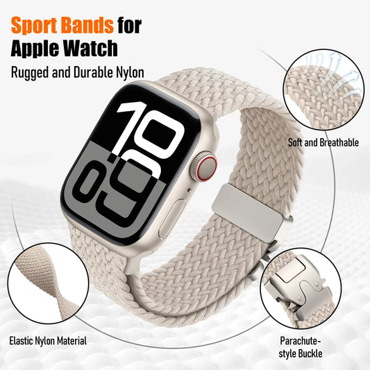 Geflochtenes Fallschirm-Nylonarmband mit Metallverschluss für Smartwatches